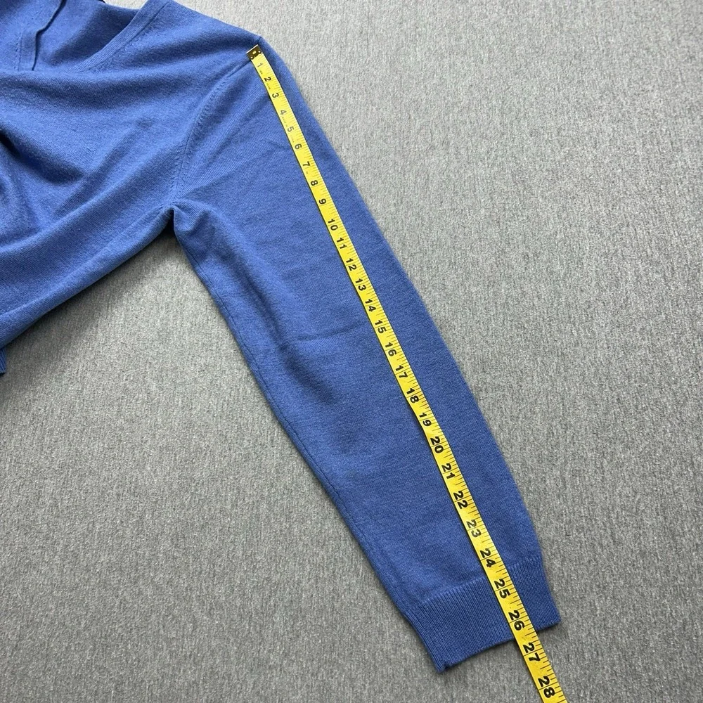Brooks Brothers 346 Merino Wool Blend Mens Large Blue VNeck Sweater Long Sleeve - Picture 7 of 11